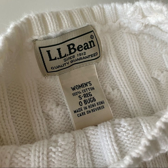 Vintage L.L. Bean 100% cotton white cable knit sweater, size small - Picture 4 of 7